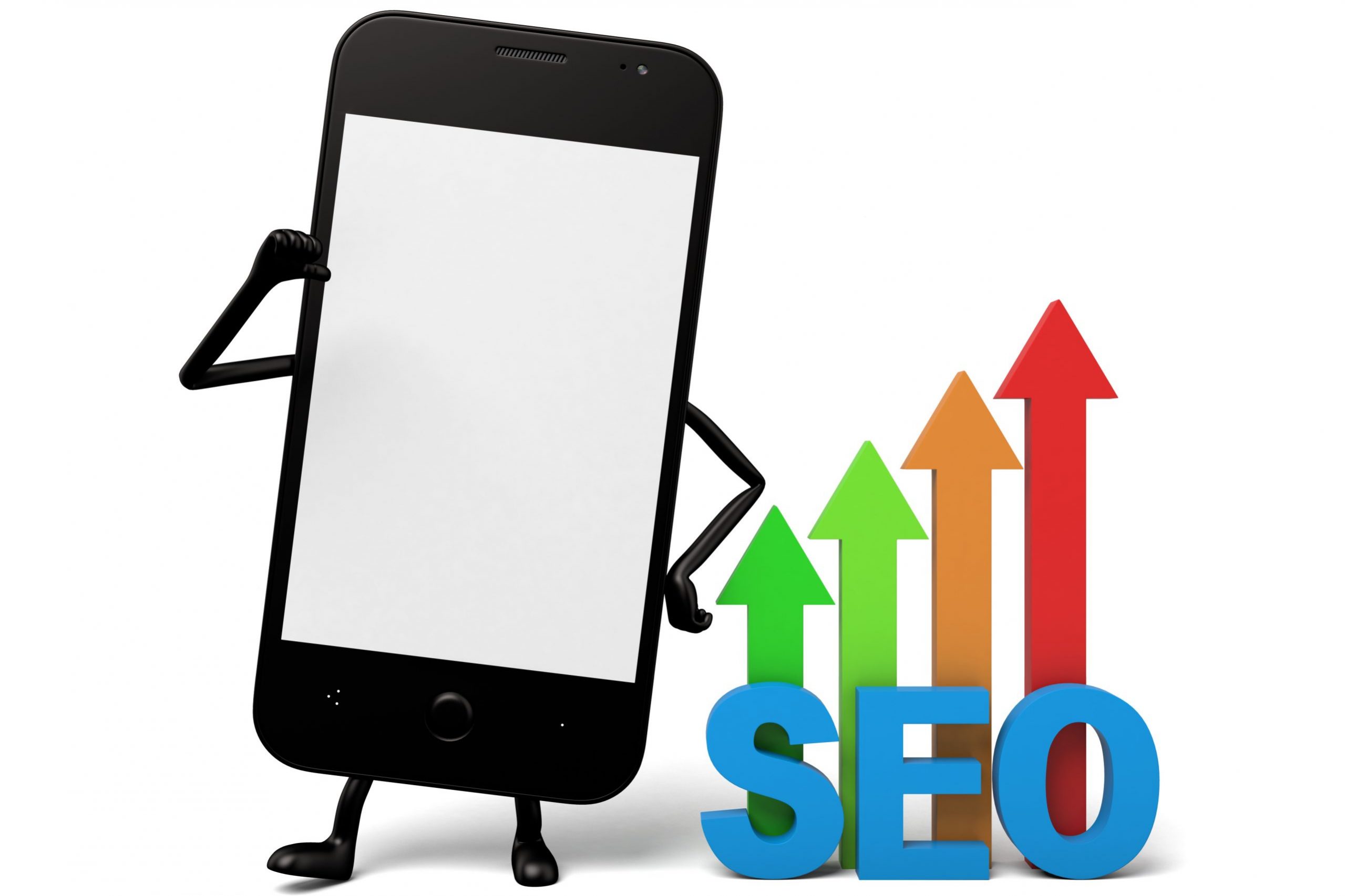 The 3d smartphone and a SEO sign
