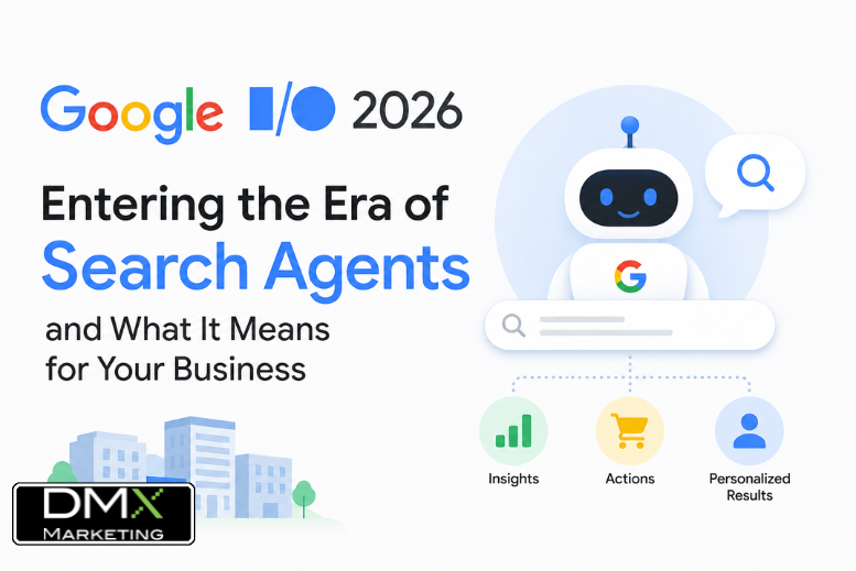 generate a image on Google I/O 2026: Entering the Era of Search Agents and What It Means for Your Business |DMX Marketing generate a image on Google I/O 2026: Entering the Era of Search Agents and What It Means for Your Business